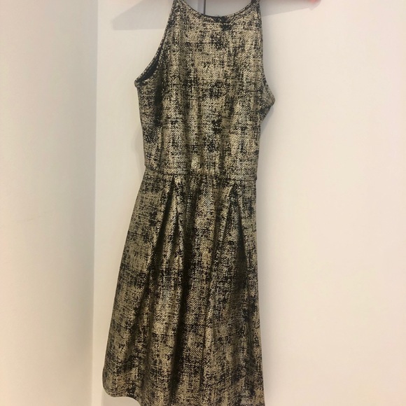 Bloomingdales Aqua Black & Gold Mini Dress - Picture 2 of 4